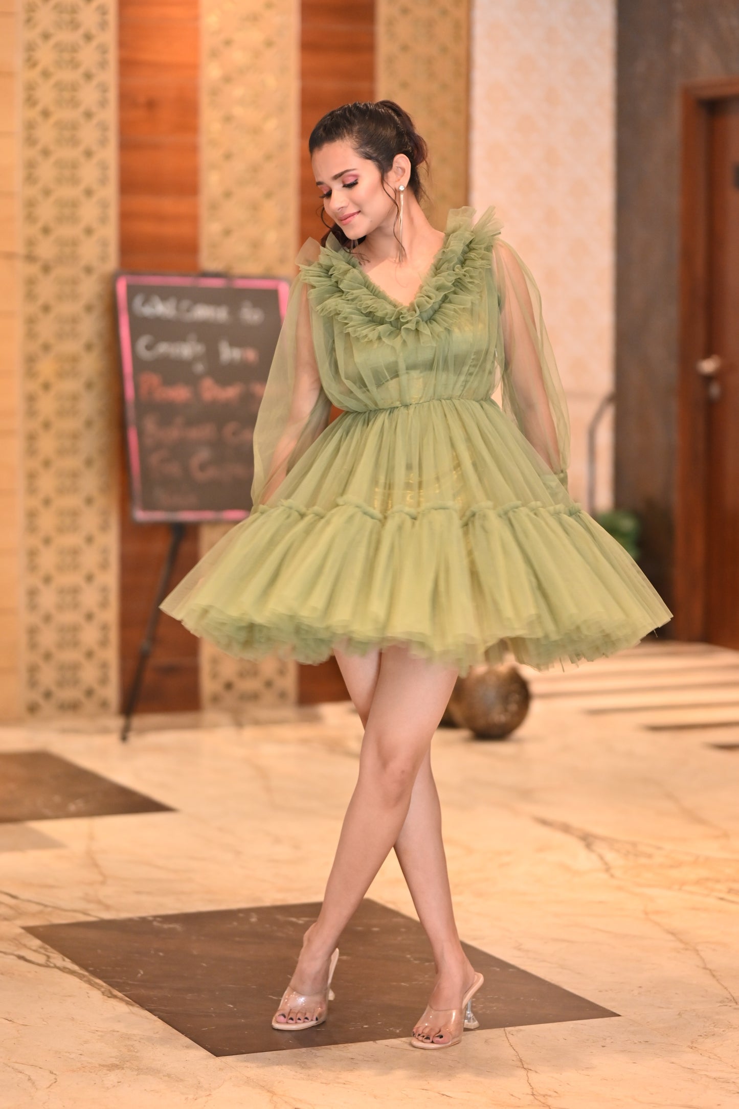 OLIVE GREEN TULLE DRESS