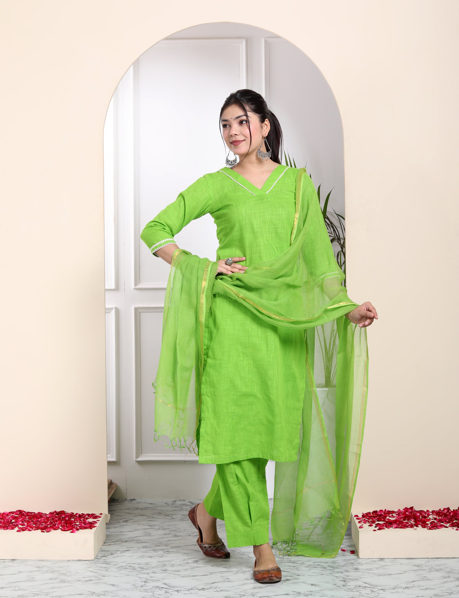 Actual parrot green colour heavy patiala suit with matching gottapatti  embroidery chinon duppata | Patiala suit, Fashion design, Fashion