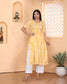 YELLOW AJRAKH PRINT ALIA CUT HANDBLOCK COTTON KURTI