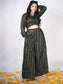 BOTTLE GREEN FESTIV CROP TOP WITH PALAZZO PANTS