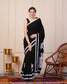 Black handpainted cotton saree