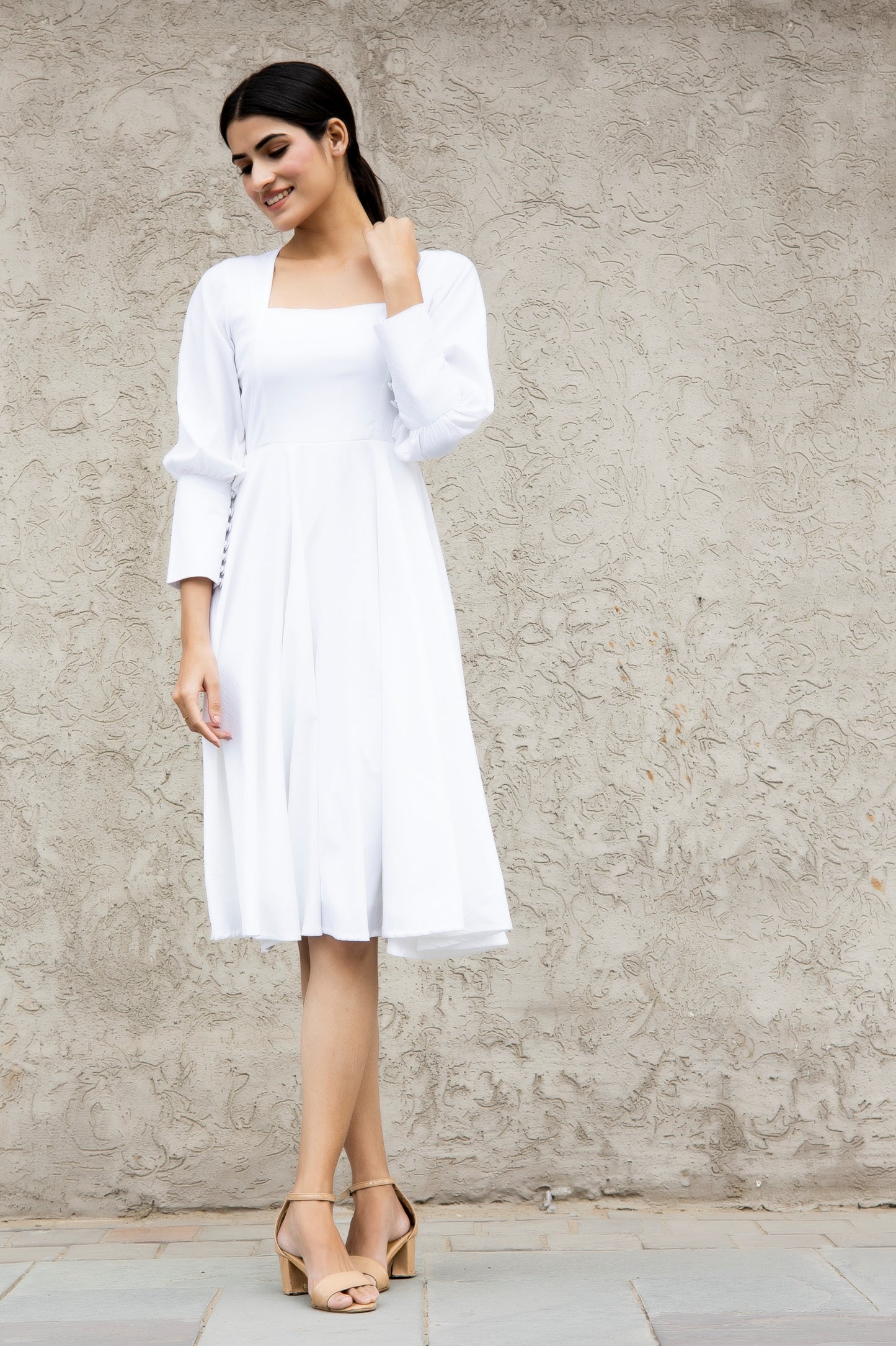WHITE SEMI- FORMAL DRESS