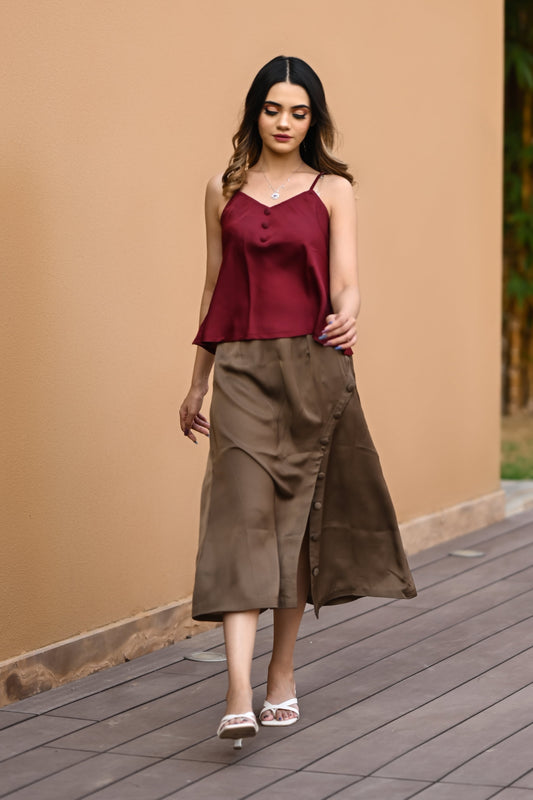KABUL SKIRT STYLE UP WITH BURGUNDY TOP