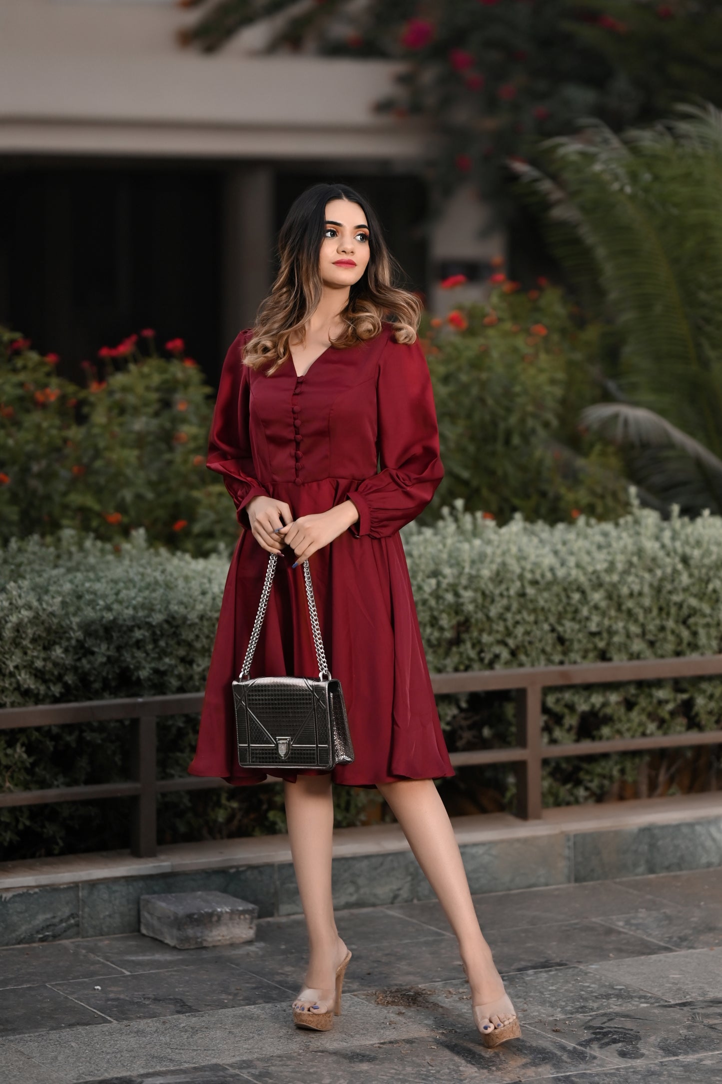 Adaa Khan Blings It On In An Embellished Maroon Dress