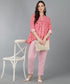 Pink Cotton Printed Top With Trouser