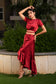 MAROON CO-ORD SET WRAP AROUND SKIRT WITH  CROP CLUB TOP