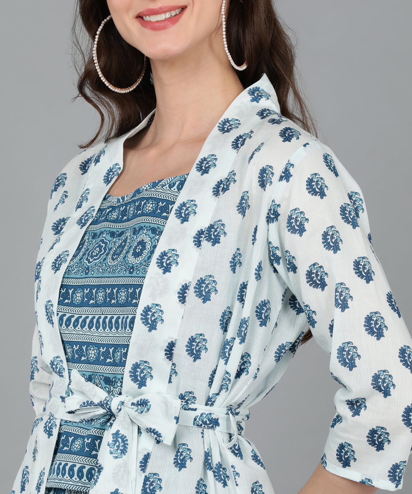 Blue Cotton Printed Night Dress (pack of 3)