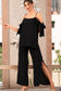 BLACK SIDE SLIT DRAMA PANT