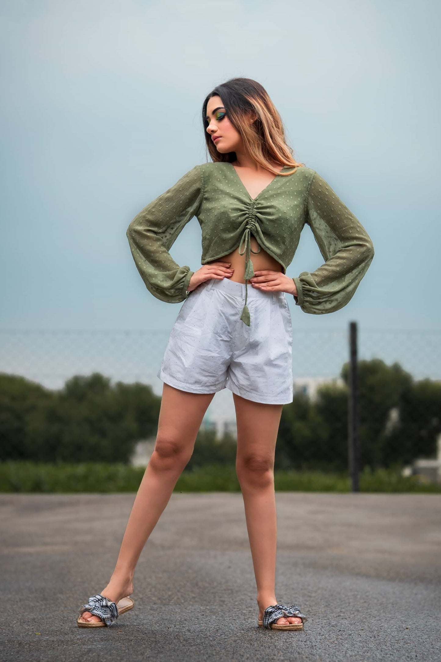 CLASSY OLIVE GREEN TOP