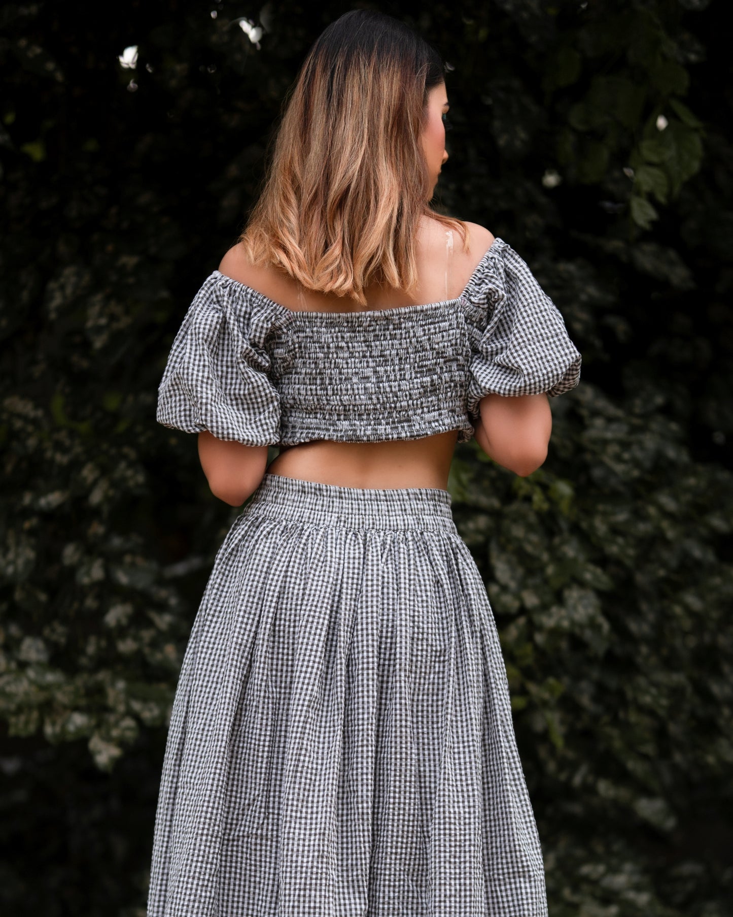 GINGHAM SMOCKED TOP