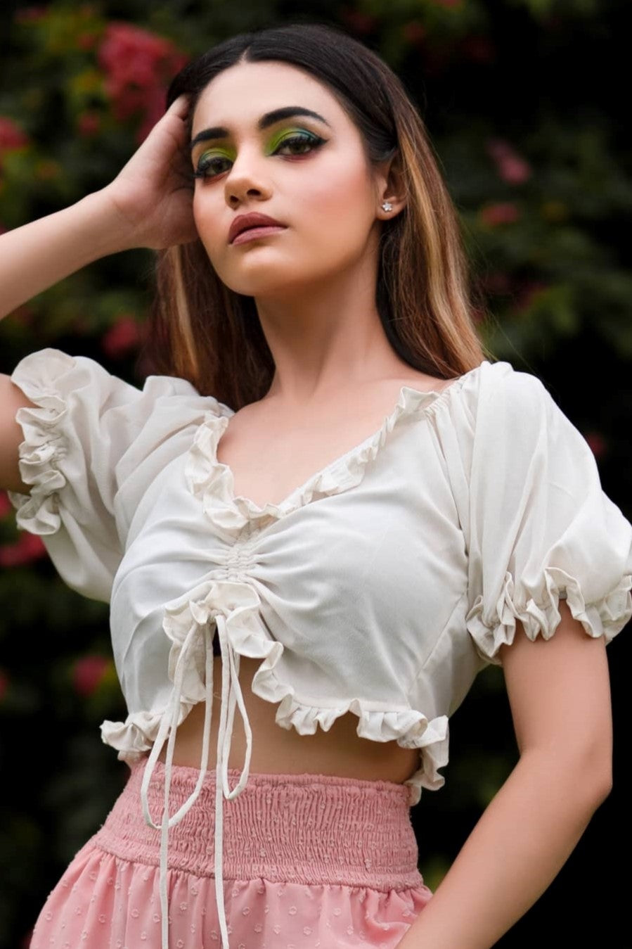 MILKY WHITE RUFFLE TOP