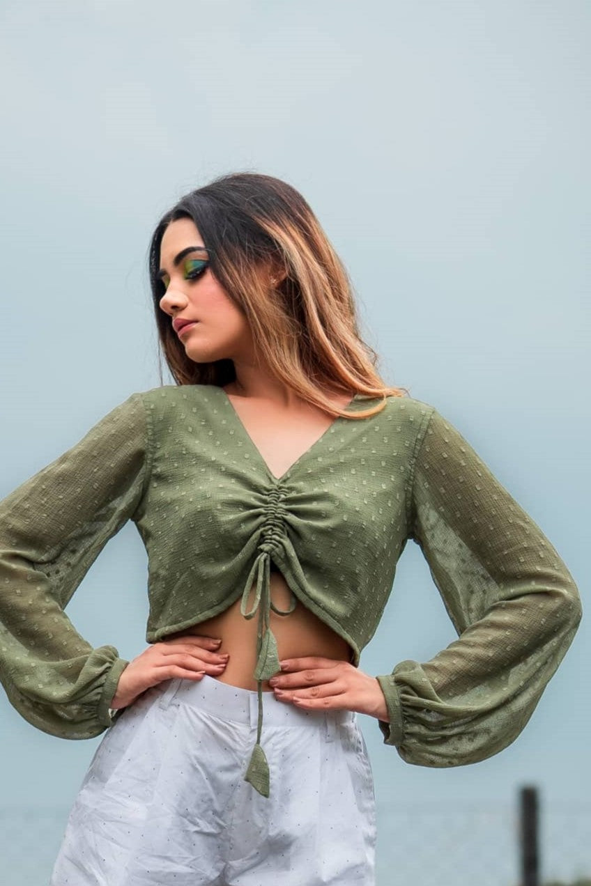 CLASSY OLIVE GREEN TOP